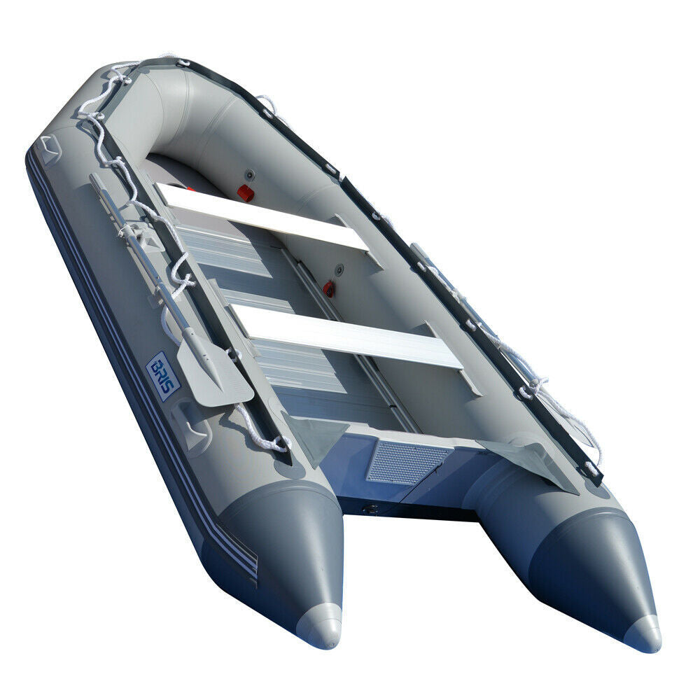 BRIS 12.5ft Inflatable Boat Inflatable Dinghy Rescue & Dive Raft Fishing Boat With Rod Holders