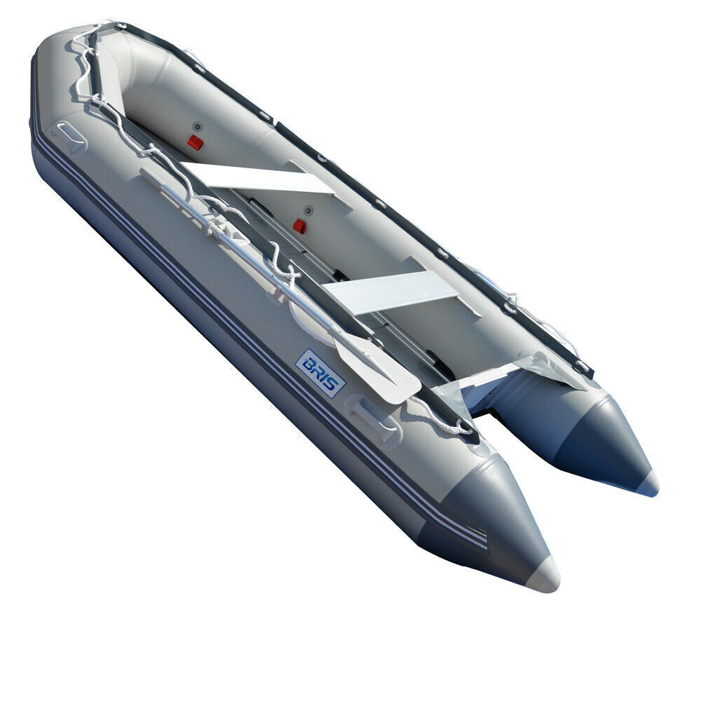 BRIS 12.5ft Inflatable Boat Inflatable Dinghy Rescue & Dive Raft Fishing Boat With Rod Holders