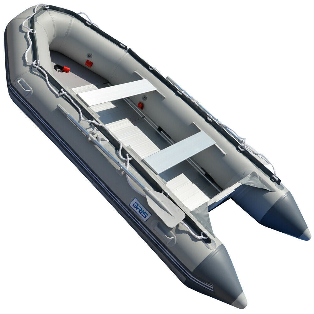 BRIS 12.5ft Inflatable Boat Inflatable Dinghy Rescue & Dive Raft Fishing Boat With Rod Holders